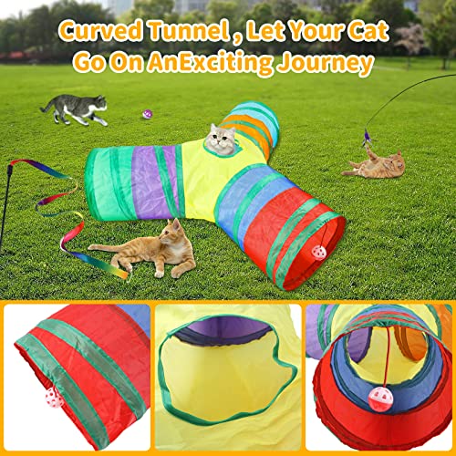 TAVADA Katzenspielzeug Set mit Katzentunnel,Katzen Spielzeug,37 Stück Kätzchen Maus Spielzeug Set,mit Katzentunnel,Bälle,Plüschspielzeug,Federspielzeug für Kitty Katzen