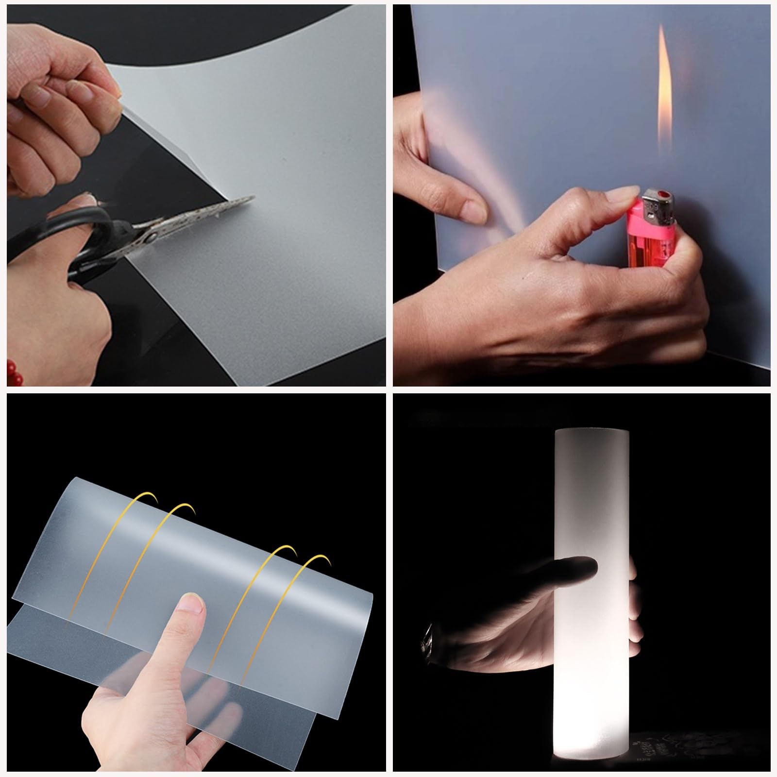 Hoja de plástico PP esmerilado de 200x100 mm - Panel de polipropileno mate semitransparente for manualidades, patrones de costura y señalización(Thick:3mm)