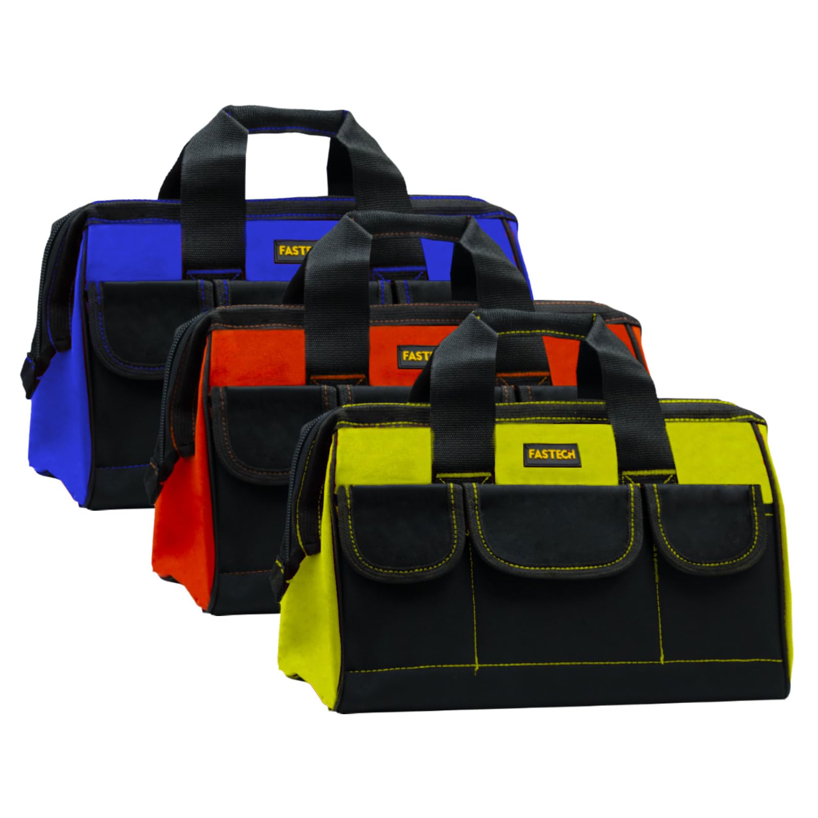 3 Pieces Tool Bag, 14Inch Wide Mouth Tool Bag Waterproof Tool Tote Bag, Small Heavy Duty Tool Bag, Tool Organizer Bag for Men/Women