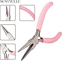 Vista 3 de SUNNYCLUE Alicates de punta de cadena de 5 pulgadas de largo con mandíbulas planas, mini alicates de precisión para hacer joyas, proyectos
