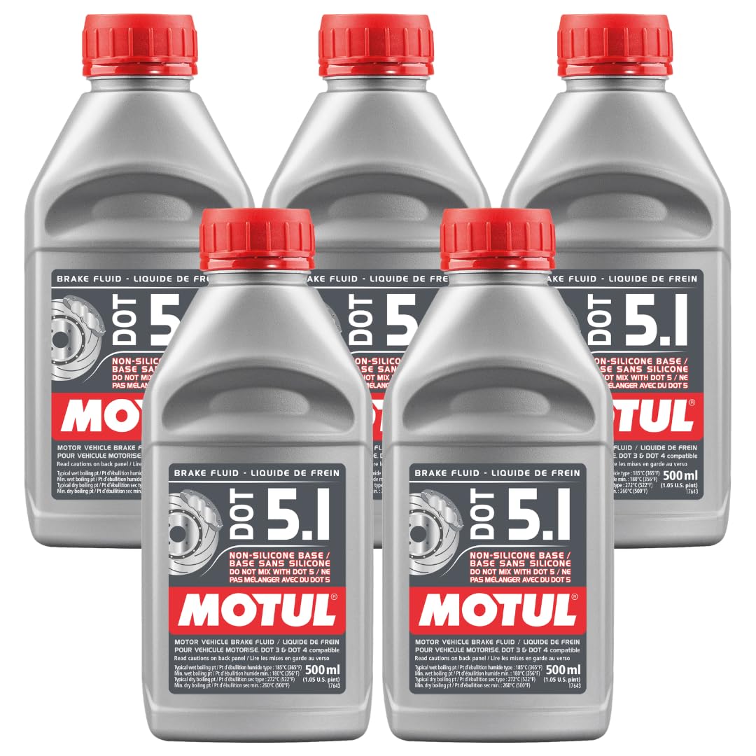 (5 Pack) 100951 100% Synthetic Brake Dot 5.1 Brake Fluid 1/2 Liter or 500 ml