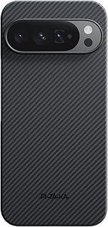 pitaka for Pixel 10 / Pixel 10 Pro 6.3”, Ultra-Slim Pixel 10 Pro Case with Caseless Touch Feeling, 600D Aramid Fiber Woven, Black/Grey(Twill)