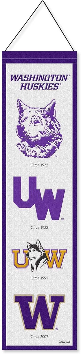 WinCraft University of Washington Evolution 8x32 Inch Vertical Wool Embroidered Hanging Banner