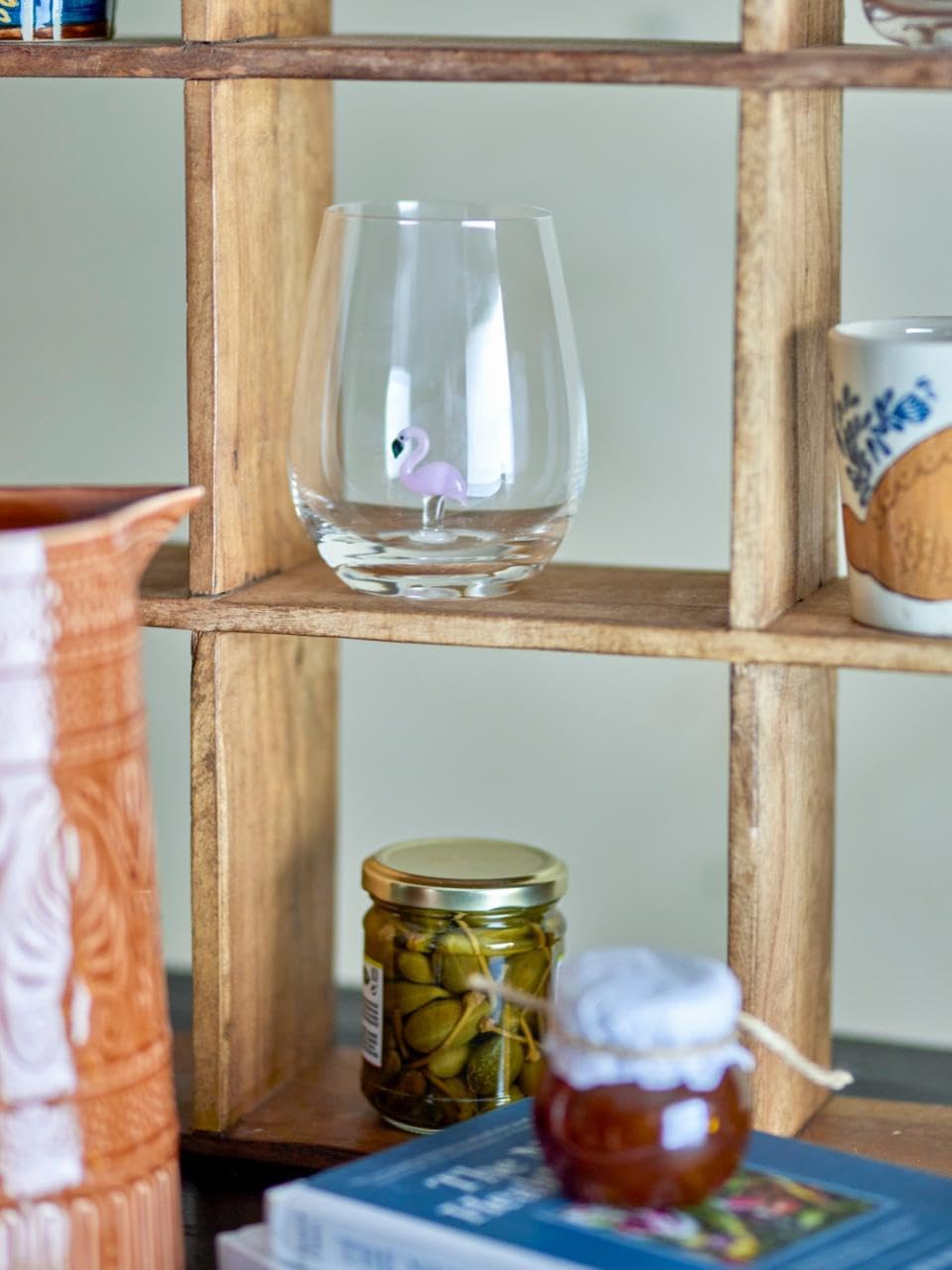 Bloomingville Misa Clear Drinking Glass - Mouth-Blown Glass with Handmade Flamingo Design - High Quality Water Glass for Stylish Table Decoration - Unique