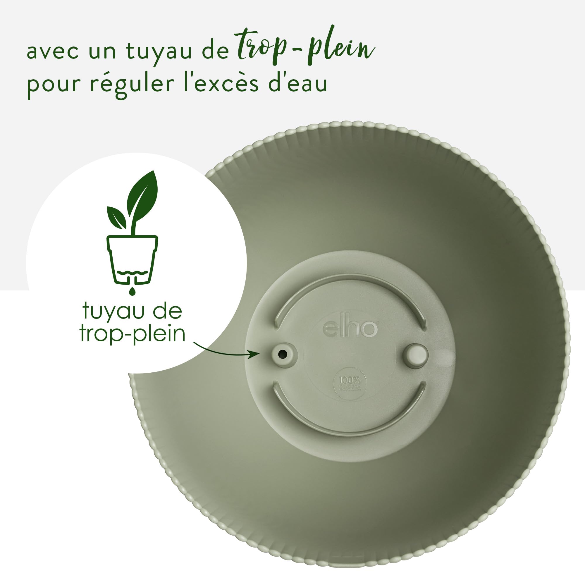 Elho Sereh Haut 40cm Pot de Fleur - Nordic Green | Ø 39 x H 53.4 cm | Convient à une Utilisation Extérieure | Plastique 100% recyclé