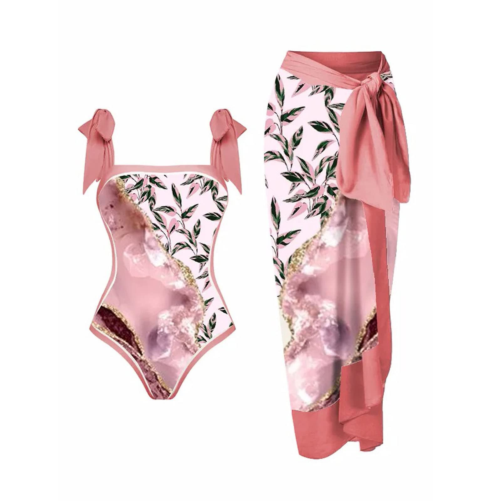 Monokini bikini imprimé de haute qualité avec sa couverture assortie