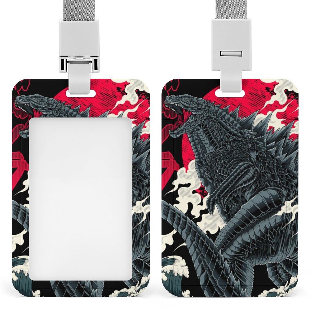 Amazon.co.jp: 社員証ケース 怪獣王 ゴジラ 首掛け 縦型 3点セット