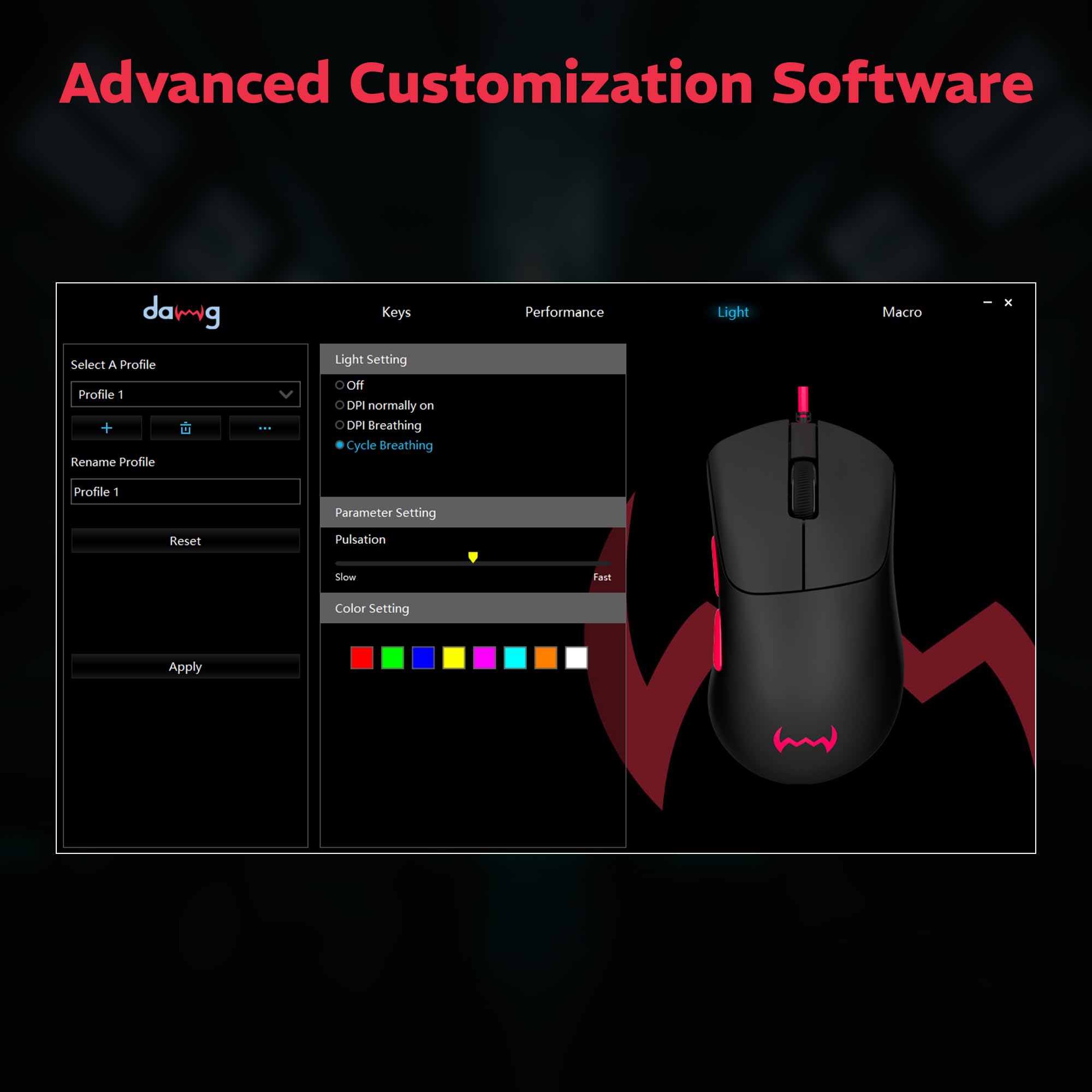daWg Slay 25, 12400 DPI Wired Gaming Mouse, PixArt 3327 Sensor, 20M Huano Switches, 6 Buttons, 1000Hz Polling Rate, 85gm Lightweight, 220 IPS, 30G Acceleration, 1.5M Braided Cable (Black) — Amazon image 8