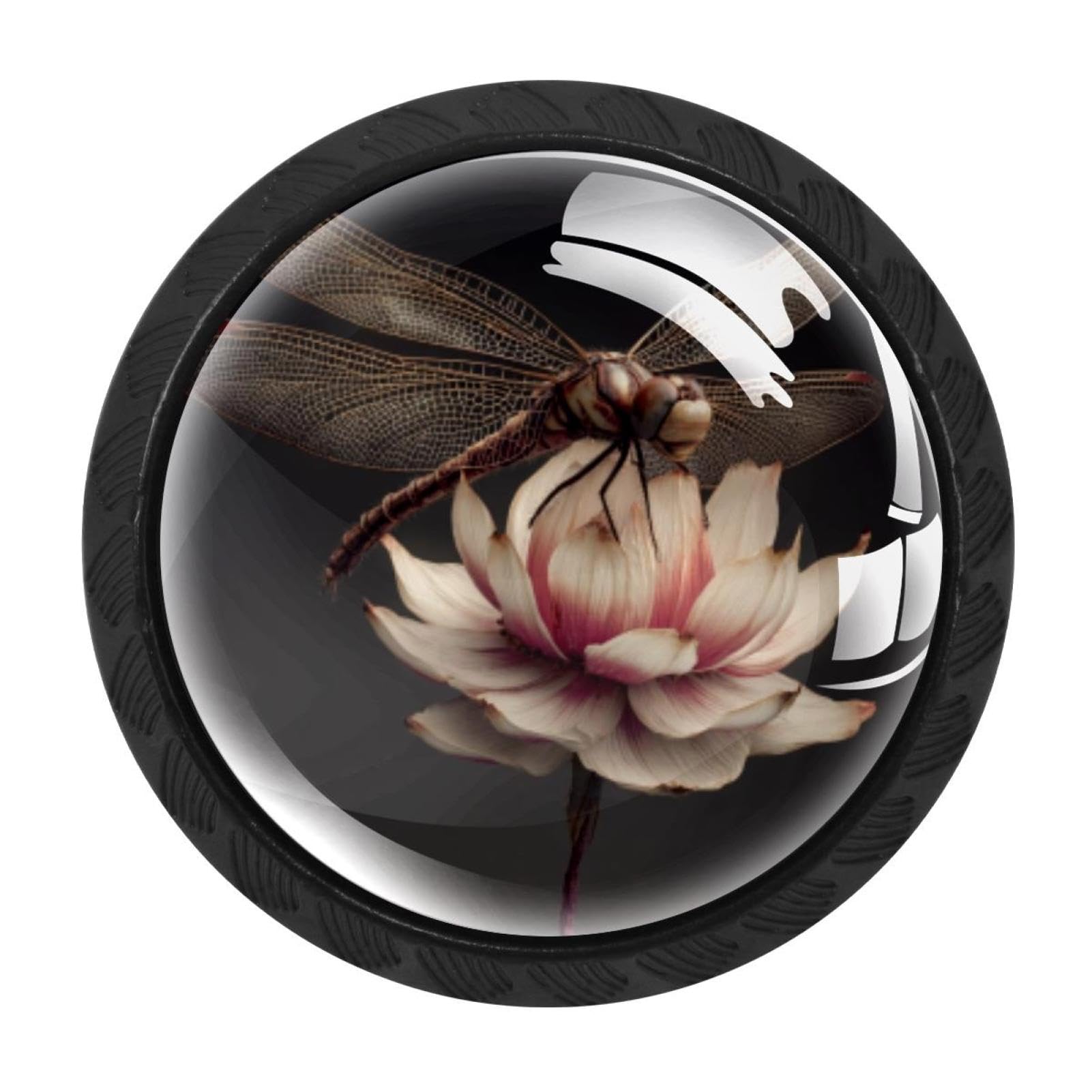 CHENZZZZ 4 Pack Dragonfly Flower (2) Drawer Knob Cabinet Hardware