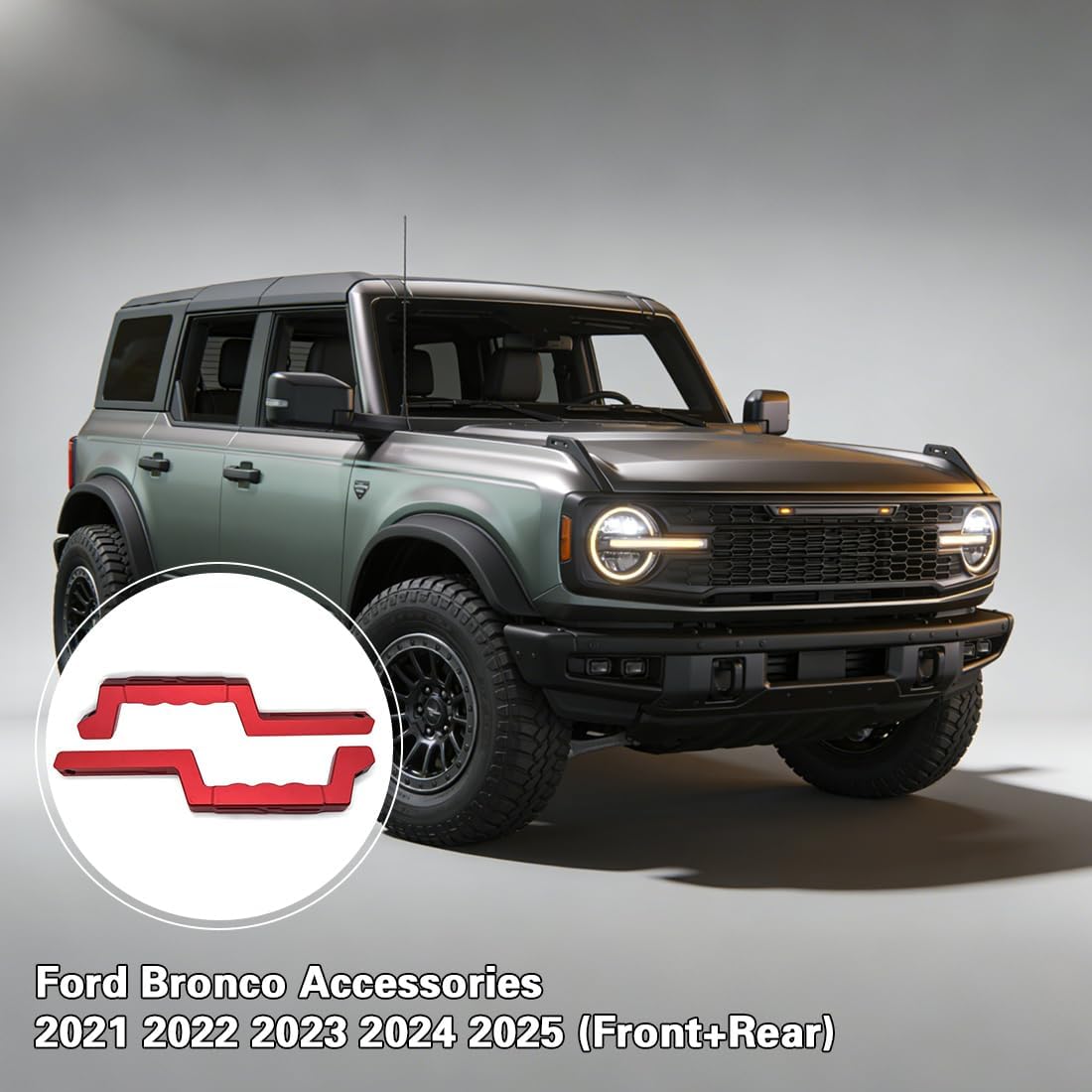 2Pcs Aluminum Alloy Roll Bar Grab Handles Fits Ford Bronco 2021-2022 2/4 Door Heavy Duty Interior Access Handles (Red)