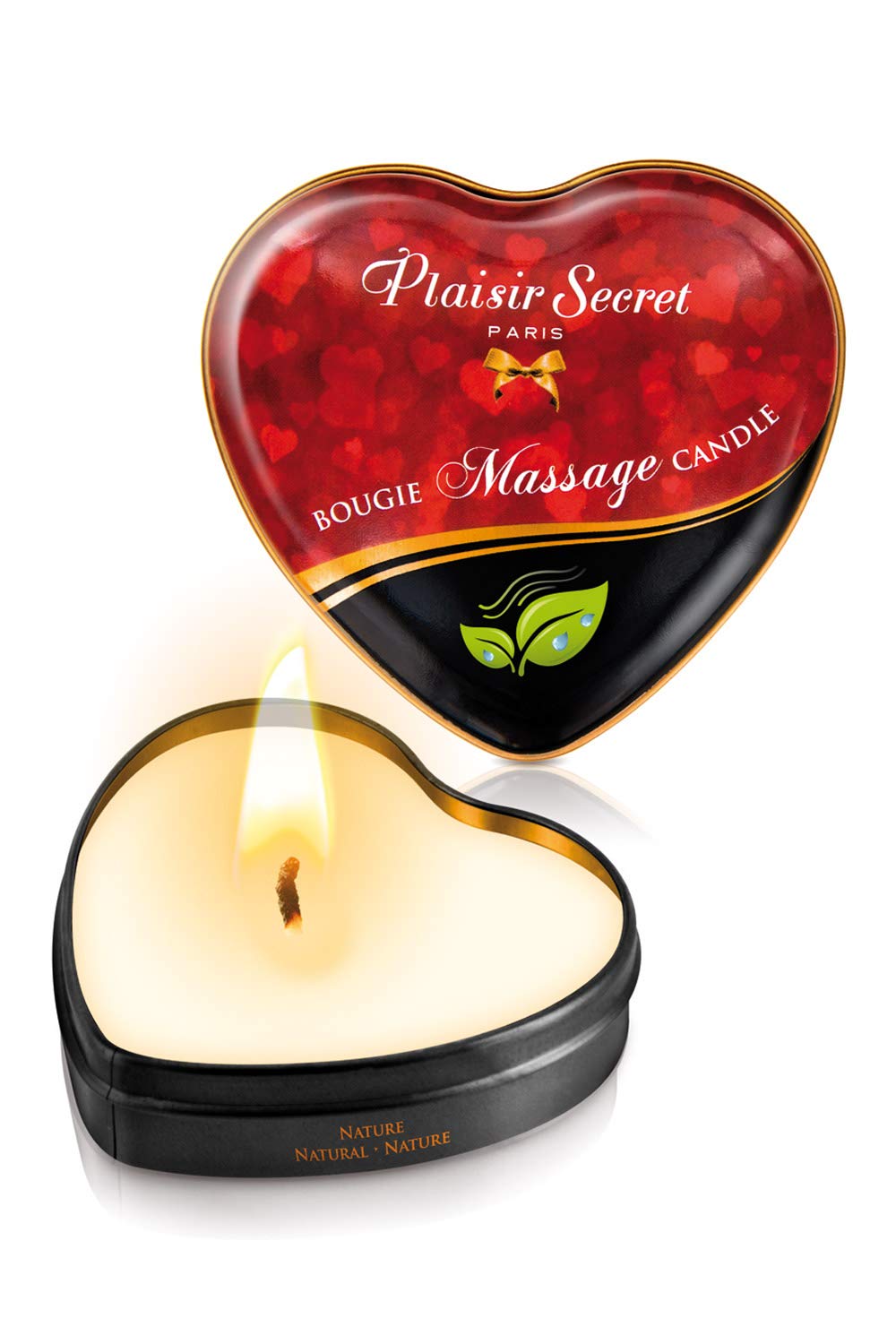 Plaisirs Secrets Mini Bougie de Massage Naturelle Boîte Cœur 35 ml