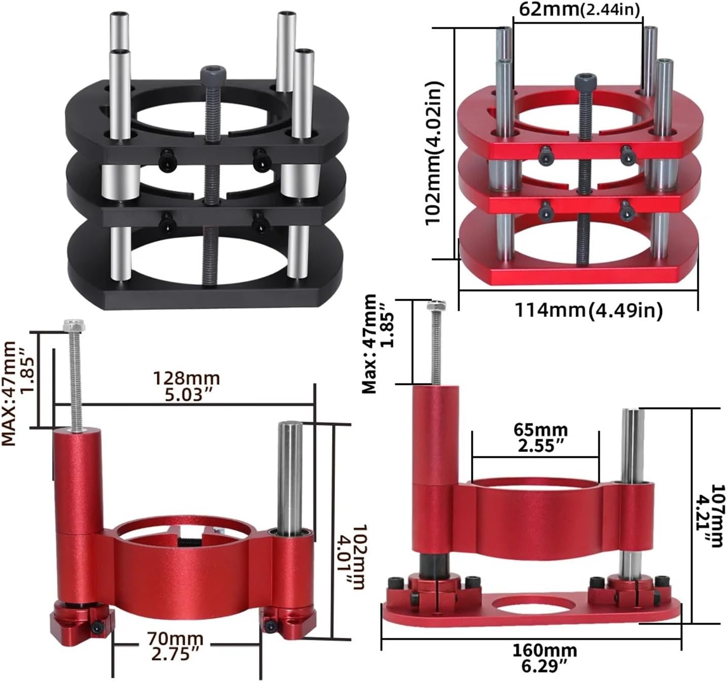 1-3 generations Plate Lift Base for Router Lift for 65mm Diameter Motors Wood Router Working Benches DIY Tools Woodworking Tool(Set A(Red))