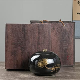 Tea Jars Storage Vintage Chinese Ceramic Storage Jar, Black Food Storage Jar Gift Box with Airtight Lid for Serving Coffee Beans, Candy, Tea, Spices, Condiments - Kitchen & Home De