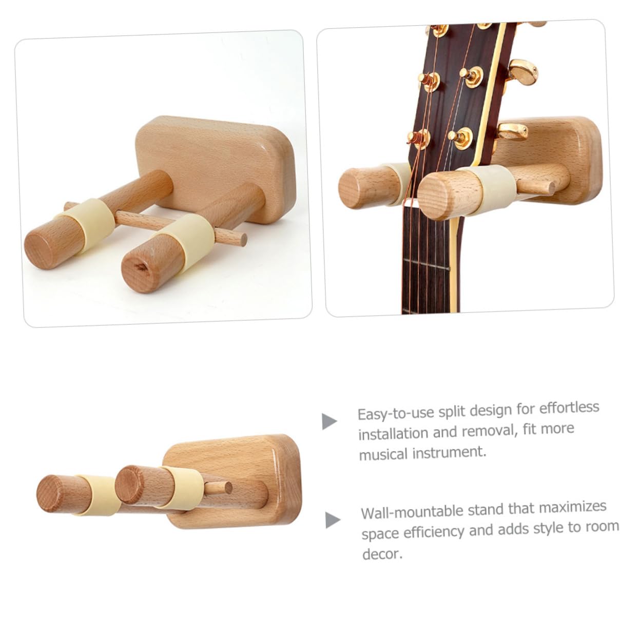 Didiseaon Supporto Da Parete Per Chitarra Acustica Gancio Per Appendere Chitarra Realizzato in Legno Massello Design Diviso Per Facile Installazione Compatibilità Versatile Per Conservazione