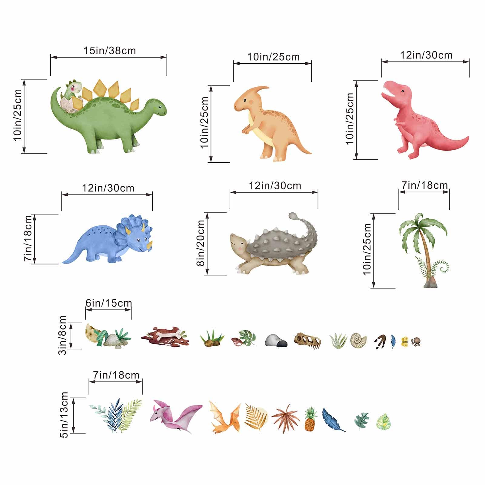 PinkEleph Watercolor Dinosaur Wall Decals, Tropic Palm Tree Dino Wall Stickers - Image 4