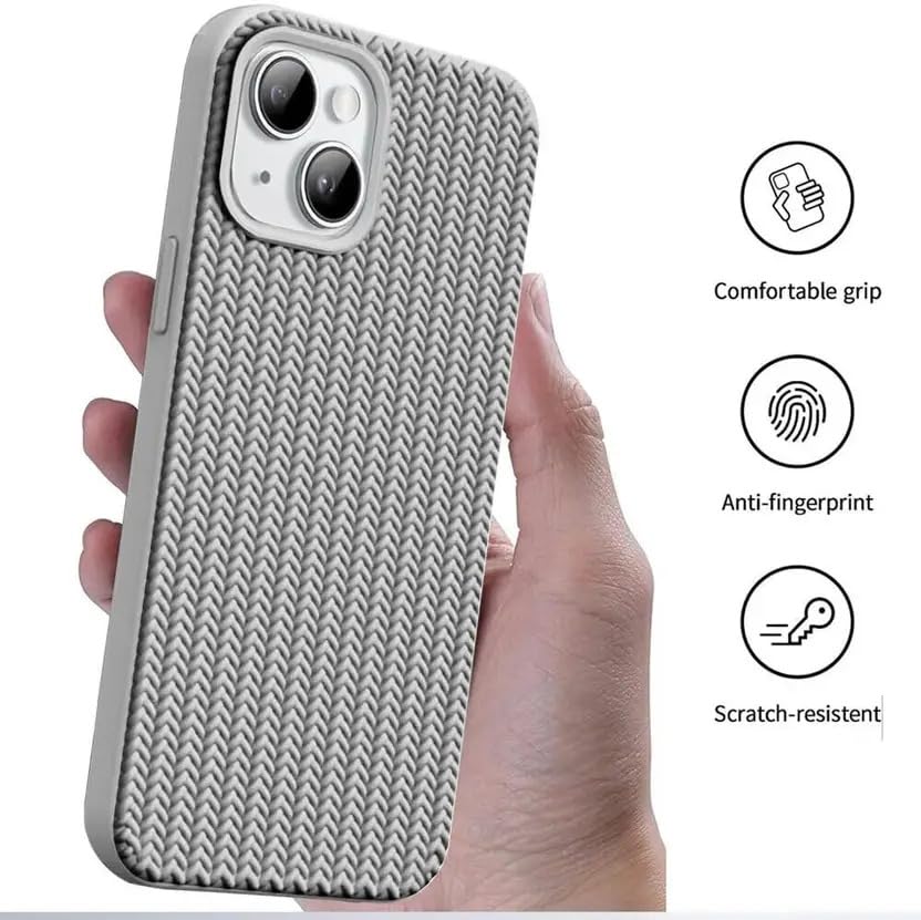 Image of Compatible with iPhone 15 Plus | Premium Textured Microfiber Candy Protective Case | Shock-Absorbing Back Cover with Enhanced Camera Guard (Gray)