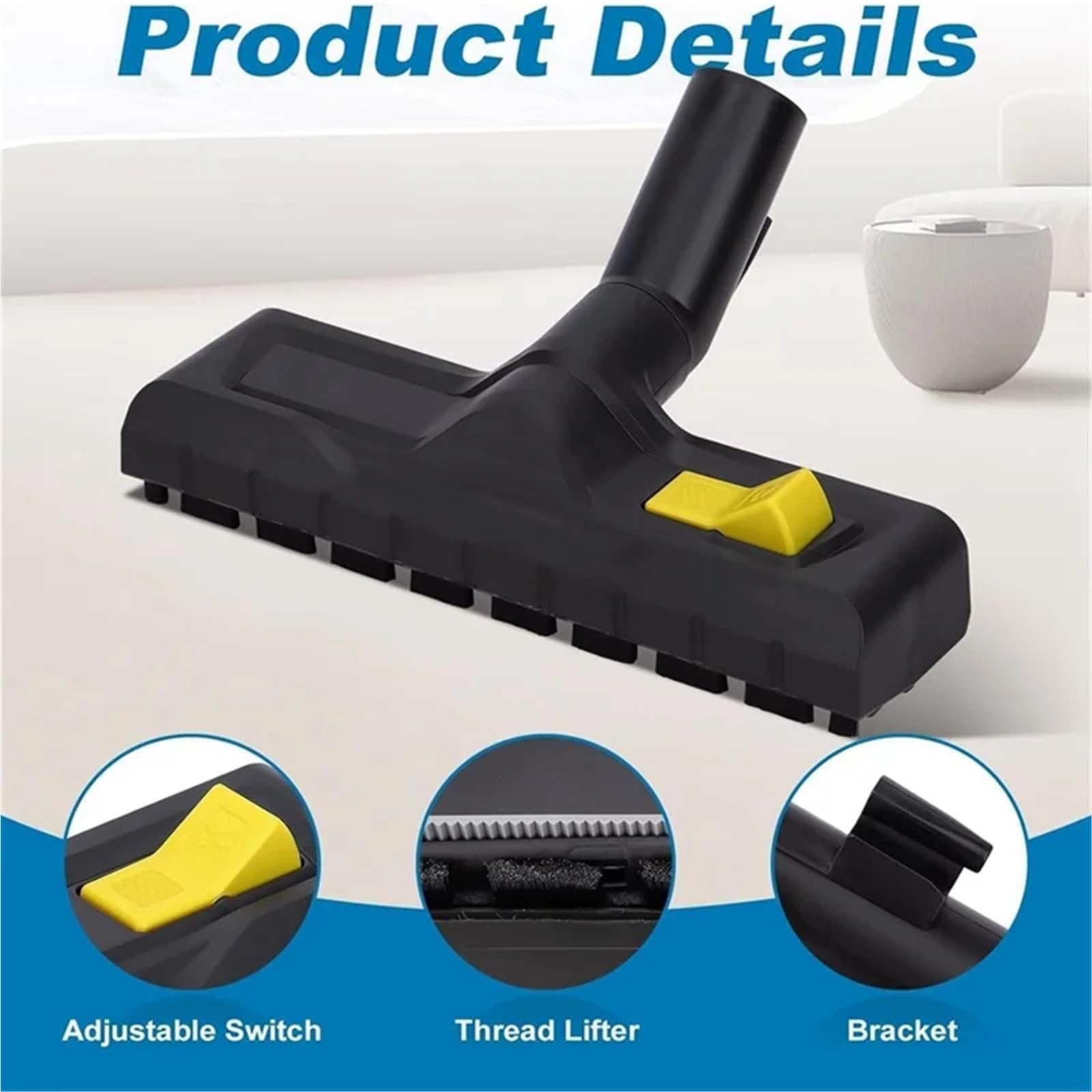 Cepillo de Boquilla de Suelo Universal Compatible con aspiradora Karcher Thoma Henry Hoover 32/35mm conmutable Dry/Wet-CLIM