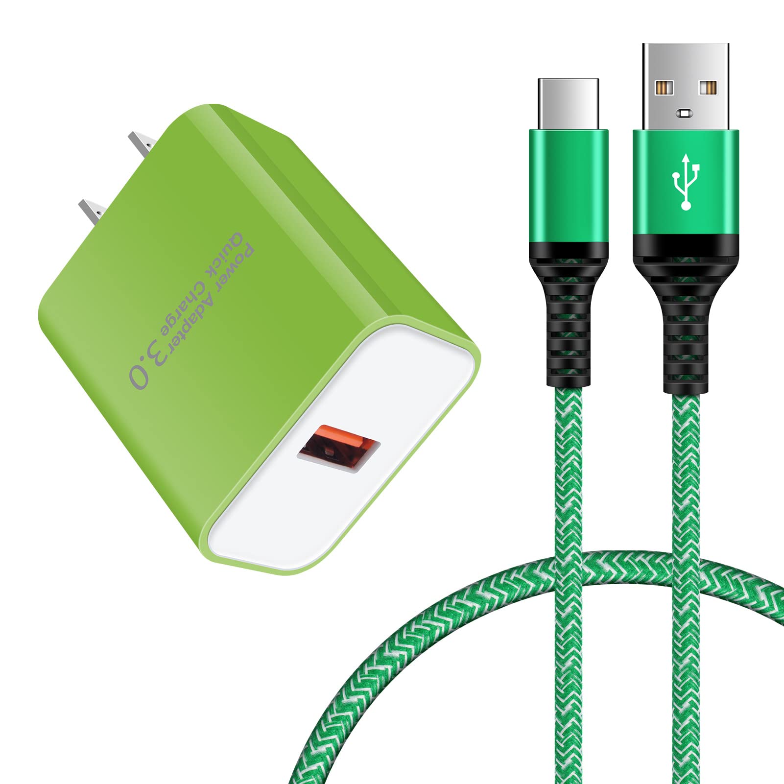 急速充電器 type-c Android充電器 qc3.0充電器 18W/3A スマホ充電器 Type-C 急速充電 USB-Cケーブル 0.91m/1本 QC3.0アダプター アンドロイド充電器 タイプCコード 携帯急速充電器 Galaxy急速充電器 USB充電器 type c acアダプター タイプC電源コード USBコンセント 急速充電 USB電源アダプタ Aquos zero6 R6 sense6,Galaxy F52,Note 20 20Ultra 10 9,S22 S21 FE S20 S10 Plus,A20s A42 A50s A51 A52 A70s A71 A80 A90,Z Flip3 Z Fold3,Moto G8 Z5 Z4 Z3 Play Z2 Z Force,LG G5 G6(グリーン)