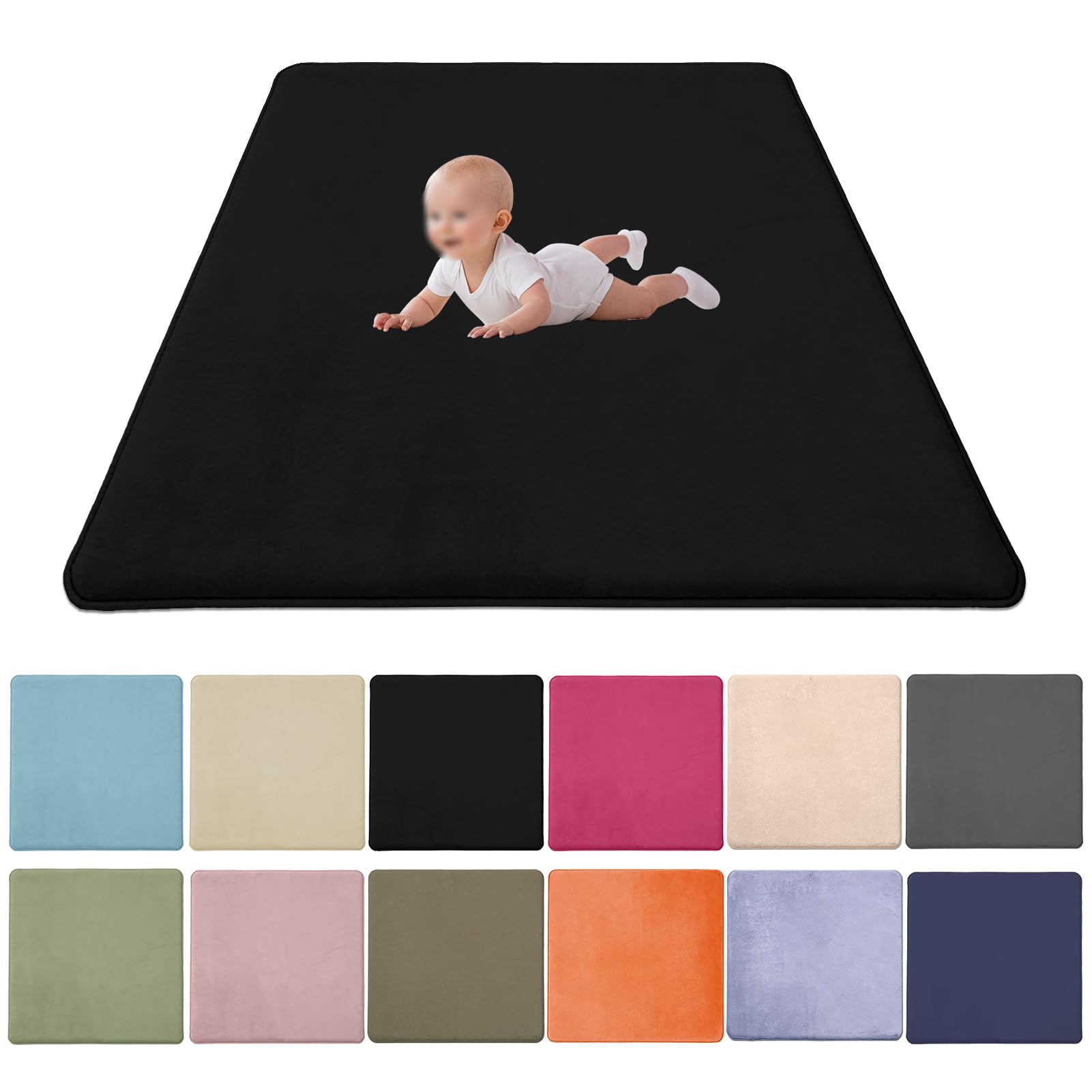 Zteiuqx Baby Play Mat, Coral Velvet Activity Rug for Tummy Time, Non-Slip Nursery Floor Mat for Infants, Kids 2CM Thick Memory Foam Crawling Mat 100x100cm/39.37x39.37inch — image 1