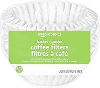 Amazon Basics 200 Count White Basket Coffee Filters for 8-12 Cup Makers - Compostable, Superior Filtration & Great Taste