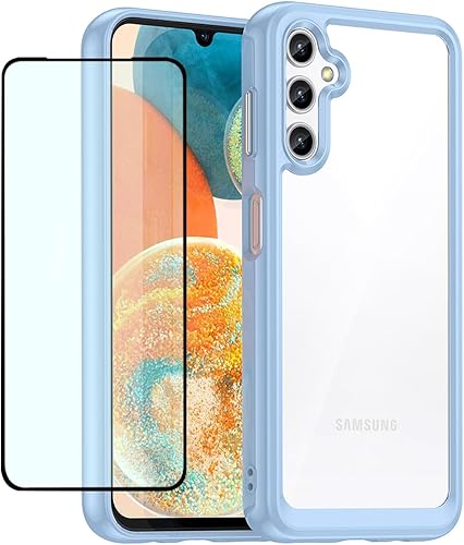 Funda transparente para Galaxy A14, Samsung A14 5G SM-A145F SM-A146U con protector de pantalla, a prueba de golpes, policarbonato duro transparente