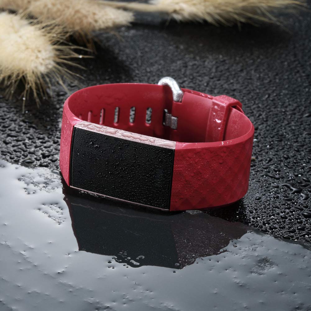 GEAK Strap Compatible for Fitbit Charge 3/Fitbit Charge 4, Adjustable Classic Replacement Wristband, Small Red - Image 2