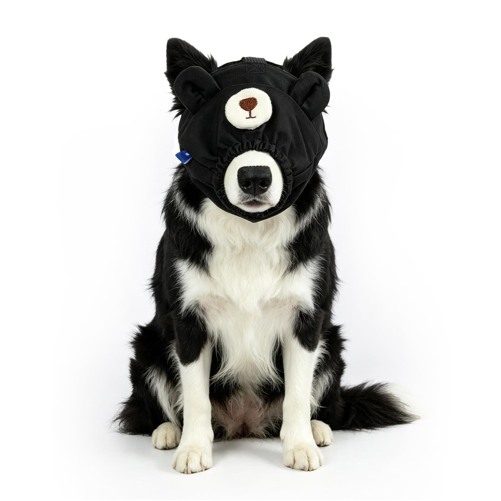 NACOCO Dog Calming Cap Eye Mask Nylon Shading Pet Anxiety Mask Muzzle for Grooming Anti Car Sickness (Bear,L)