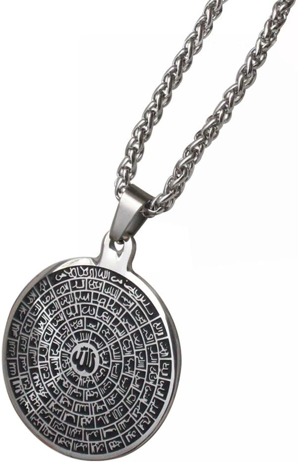 Asma-ul-Husna 99 Names of Allah Stainless Steel 60 cm Chain Necklace for Man Women Islamic Muslim Jewelry