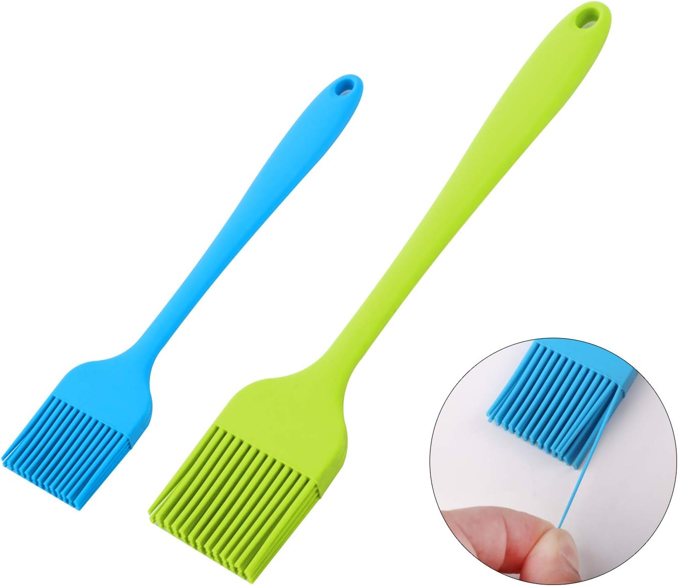 Pastry Brush, McoMce 2 Pack Basting Brush, One-Piece Seamless Design Cooking Brush, Basting Brush for Cooking, Food Grad Silicone Basting Brush, Green Food Brush, Blue Kitchen Brushes for Food