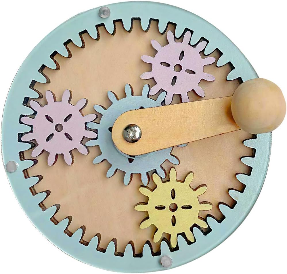 Menolana Busy Board Hand Crank Gear Early Teaching Educational DIY Material Practical Skill Unpainted Learning Activity Center Board for Kids Toddler