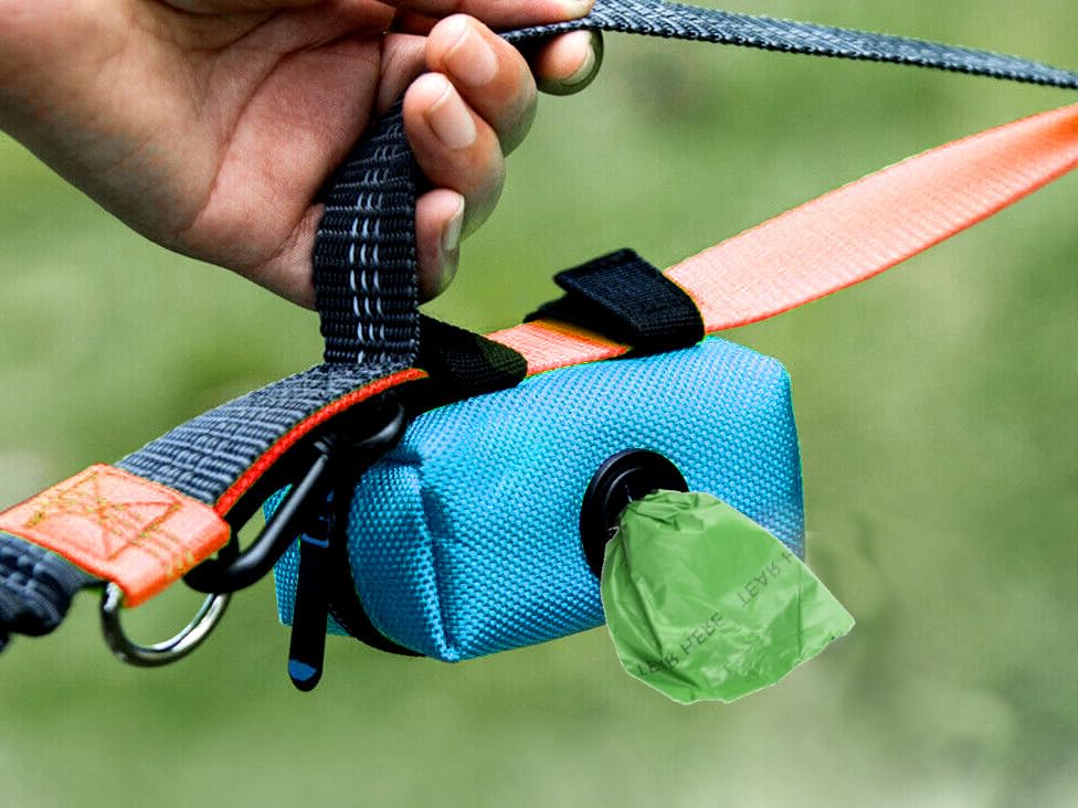 Image of Cutie's PetBox Waste Bag Holder Pouch and Dispenser with Zipper for Dog Leashes, Durable Lightweight Nylon (Blue)