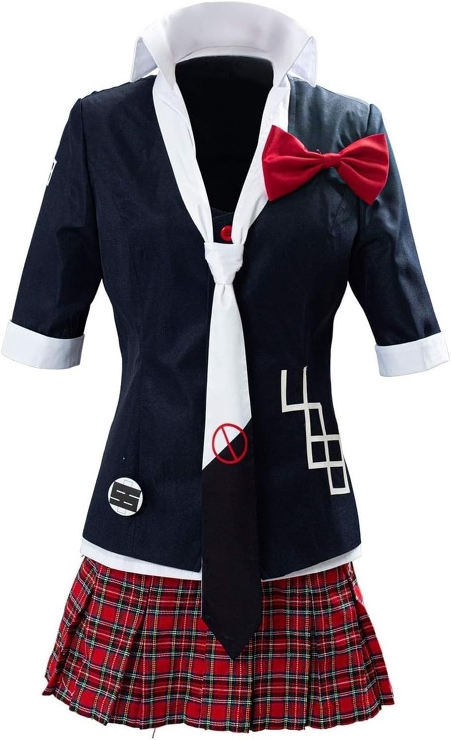 Women's Jacket Coat Tie Top Skirt Unfirom Junko Enoshima Cosplay Costume (Black, Women:Medium)