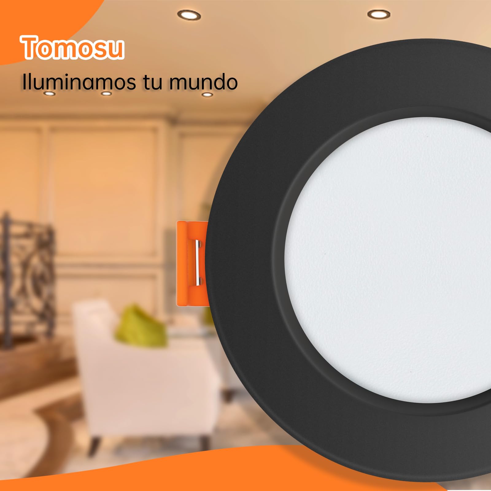 Tomosu Focos LED Interior Techo Negro, 5W, 230V, Luz Calida 2700K, 20 Pack | Diámetro 98mm, Corte 75mm-85mm, 450LM, IP44 Ojos de Buey LED para Techo Baño/Cocina, Redondo, Downlight LED Techo Empotrable
