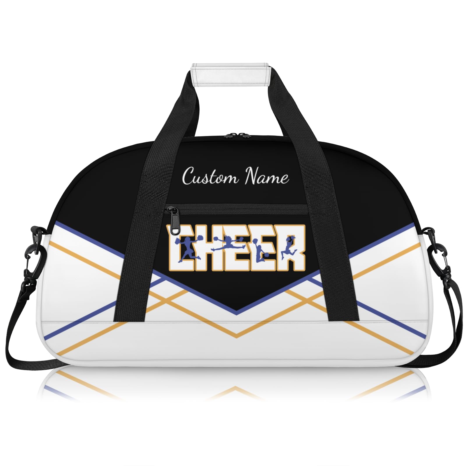Personalised Cheerleading Duffel Bag for Girls | Custom Name Waterproof Sports Bag for Cheer, Gym & Travel | Cheerleader Team Gifts Bag with Adjustable Shouler Strap, Blue Black White