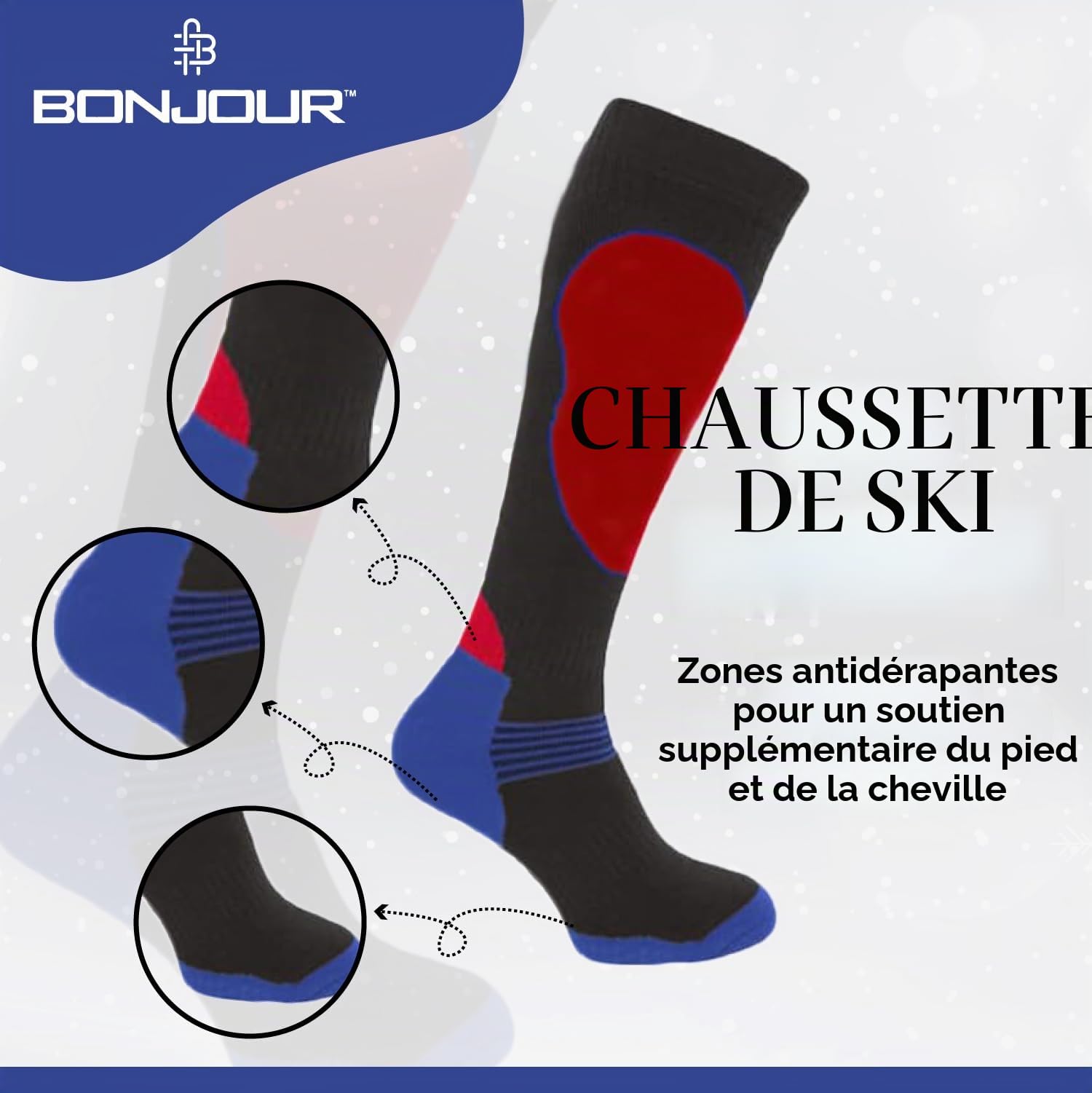 Chaussettes de Ski Lot de 4 Long Thermique Haute Performance Homme ( EU 39 - 45 ) - Multicolore