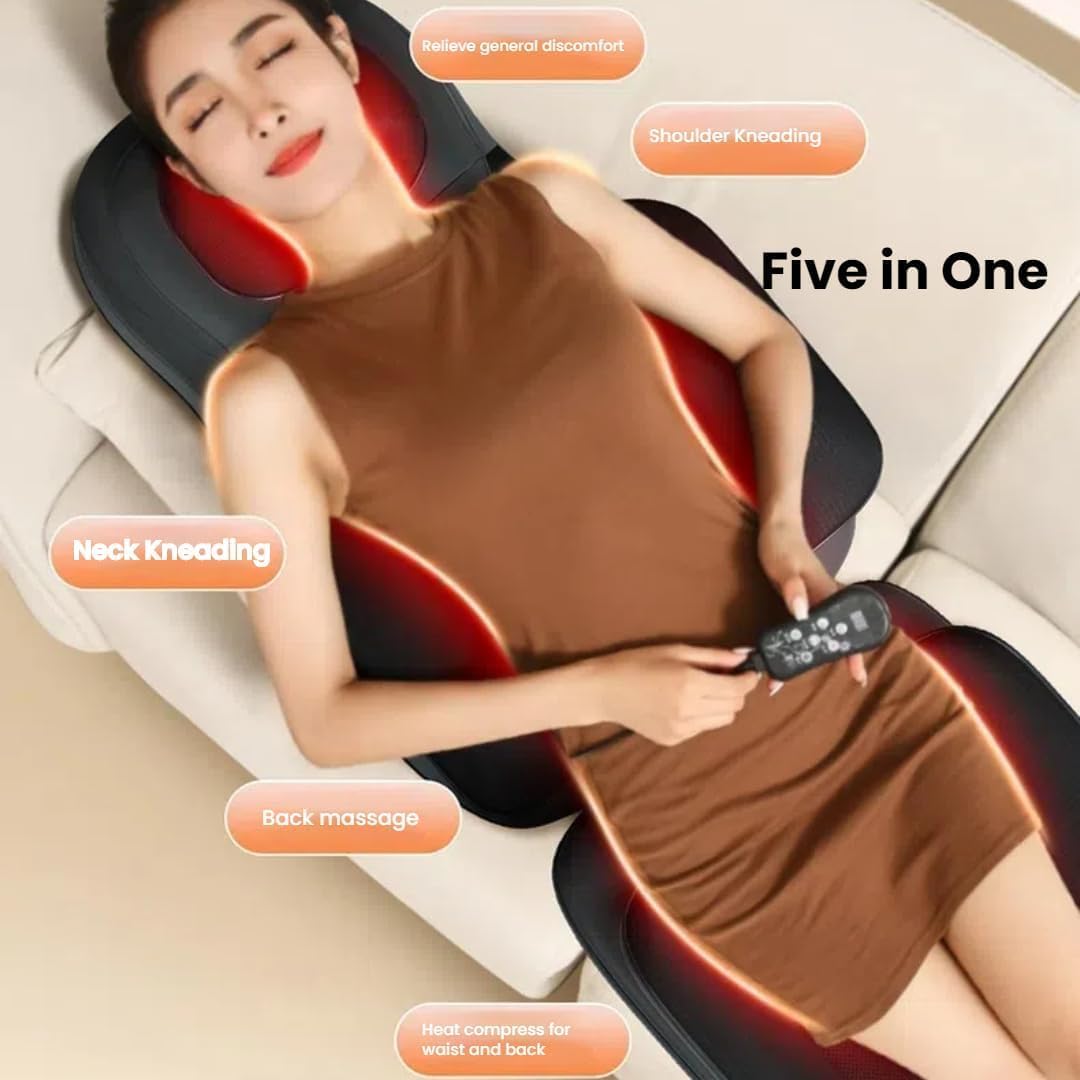 Cuscino massaggiante Shiatsu 3D con calore, massaggiatore profondo per schiena, collo e spalle, per uso domestico e ufficio, include modalità di vibrazione e adattatore UK