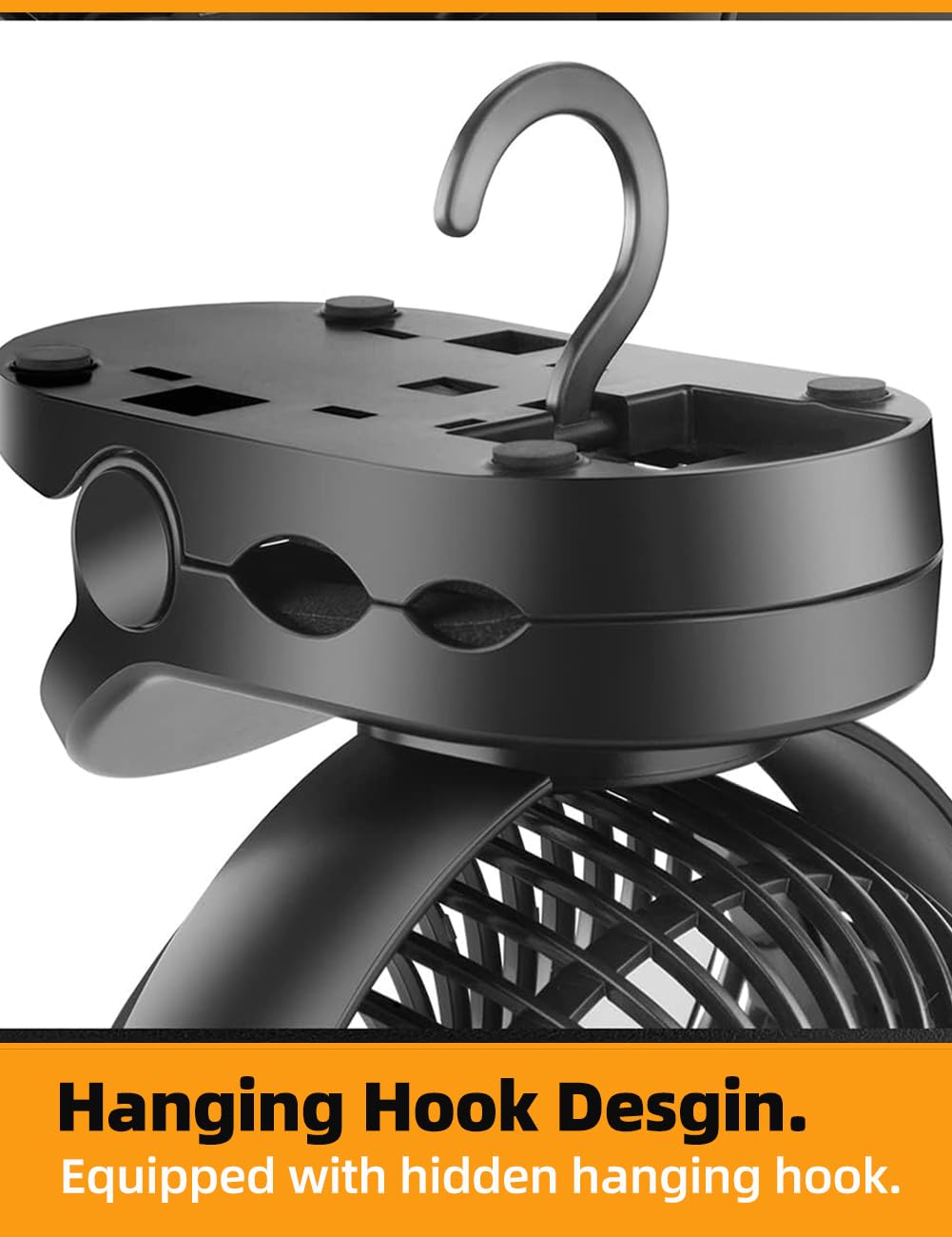 Ventilador portátil colgante de 6 pulgadas, ventilador de camping de batería de 10000 mAh con luz LED y temporizador, 40 horas de tiempo de trabajo, ventilador de clip recargable con control