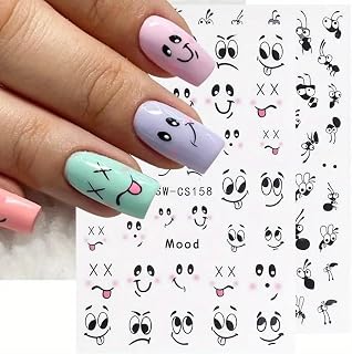 Cute Nail Art Stickers Cute Animals Nail Stickers Black Ants Nail Art Decals for Nail Art Cute Face Expression Nail Decoration Winter Self-Adhesive Nail Art Supplies Accessories 2Pcs