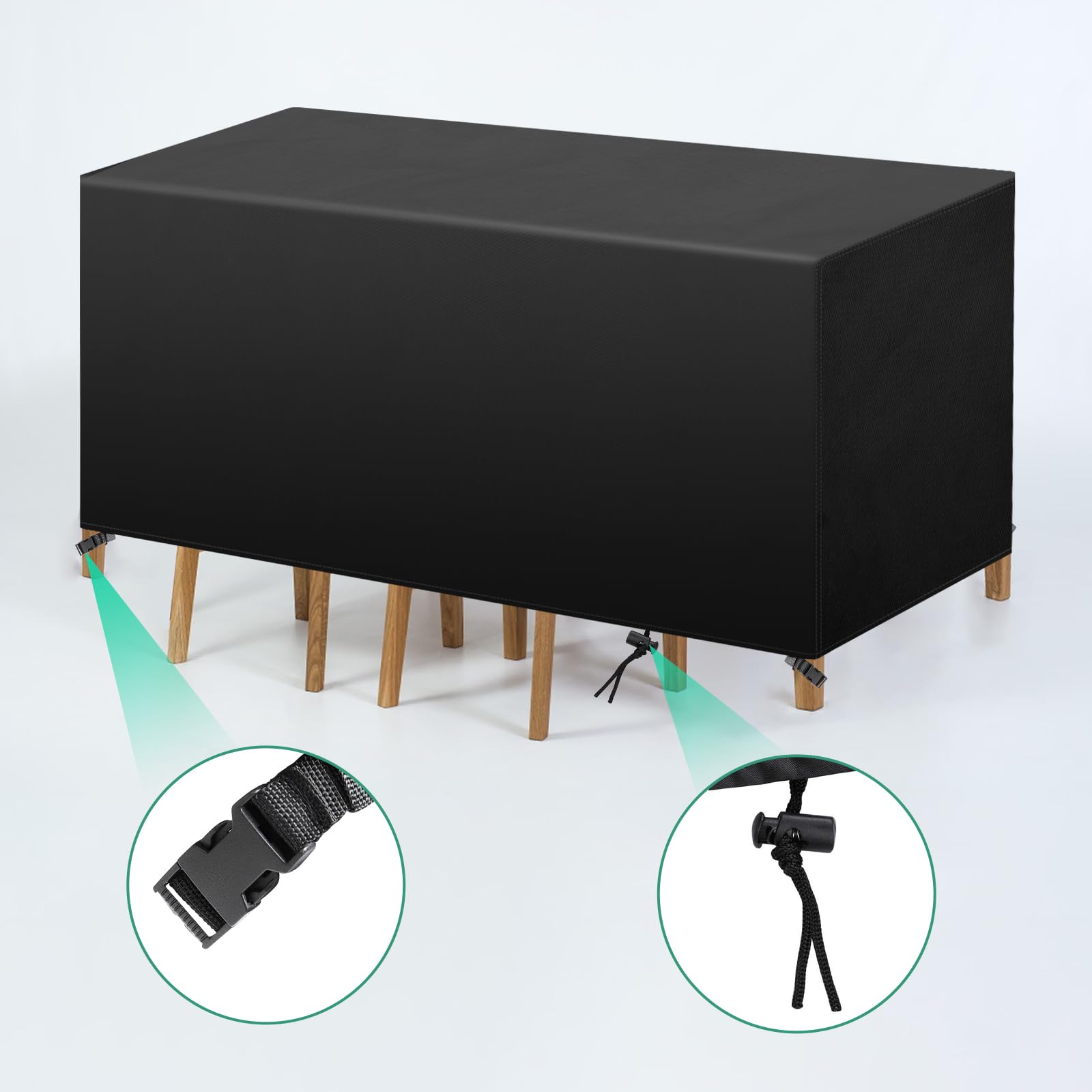 YuYo Copertura Mobili da Giardino, 420D Oxford Copertura Tavolo Esterno, Copertura per Tavolo Giardino Impermeabile Anti-UV Antipolvere Protezione Tavoli e Sedie, Copritavolo Rattan 150x90x75CM