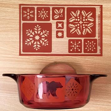 Over'N'Over Reusable Glass Etching Stencils Durable Self-Stick Designs for Glass, Mirrors, and Ceramics with Armour Etch Cream 5 x 8 Stencil Sheet - Large Snowflakes