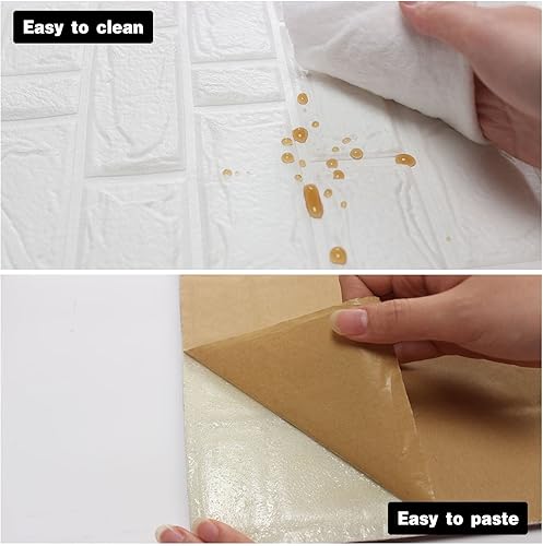 Miniatura 3 de WAPANE Papel pintado de ladrillo 3D para despegar y pegar paquete de 10 paneles de pared de ladrillo 3D autoadhesivos papel tapiz extraíble