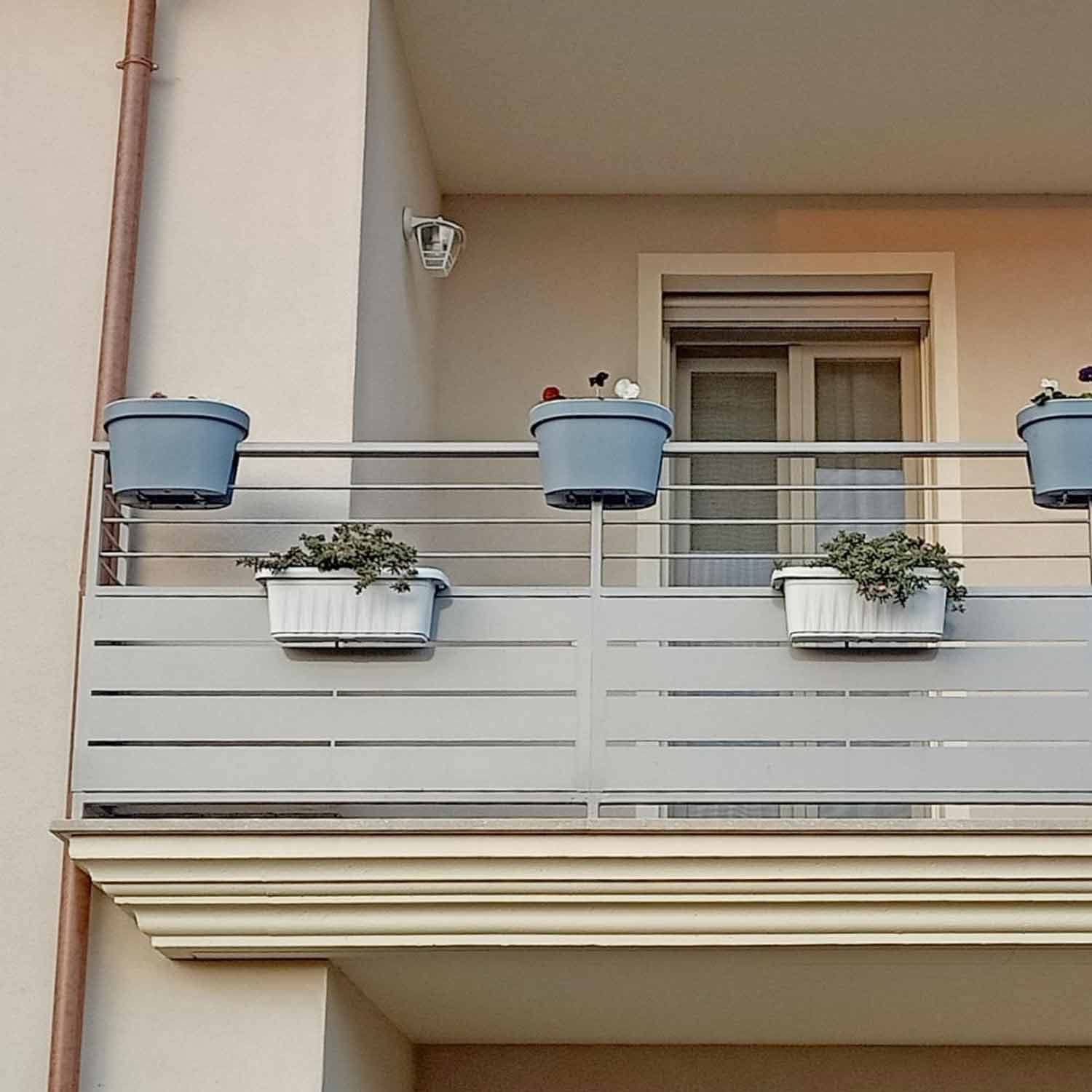 FRANKYSTAR Klunia 40 - set di 4 balconiere doppie da 40cm con agganci regolabili e riserva d'acqua (Bianco)