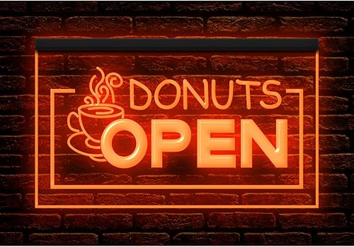 Miniatura 7 de 110010 Open Donuts Cafe Shop Pan Pantalla de café caliente LED Luz de neón