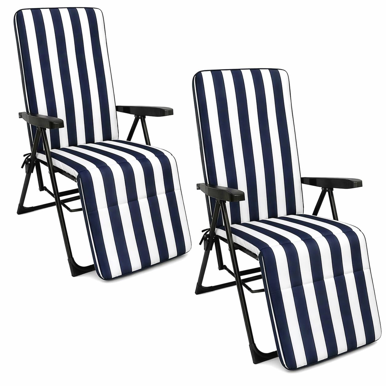 TIENDA EURASIA – Pack 2 Tumbonas Plegables de Camping | Diseño Marinero | 5 Posiciones Reclinables | 84x58x106 cm | Estructura de Aluminio | Soporta hasta 100 kg | Tejido Resistente | Playa y Jardin
