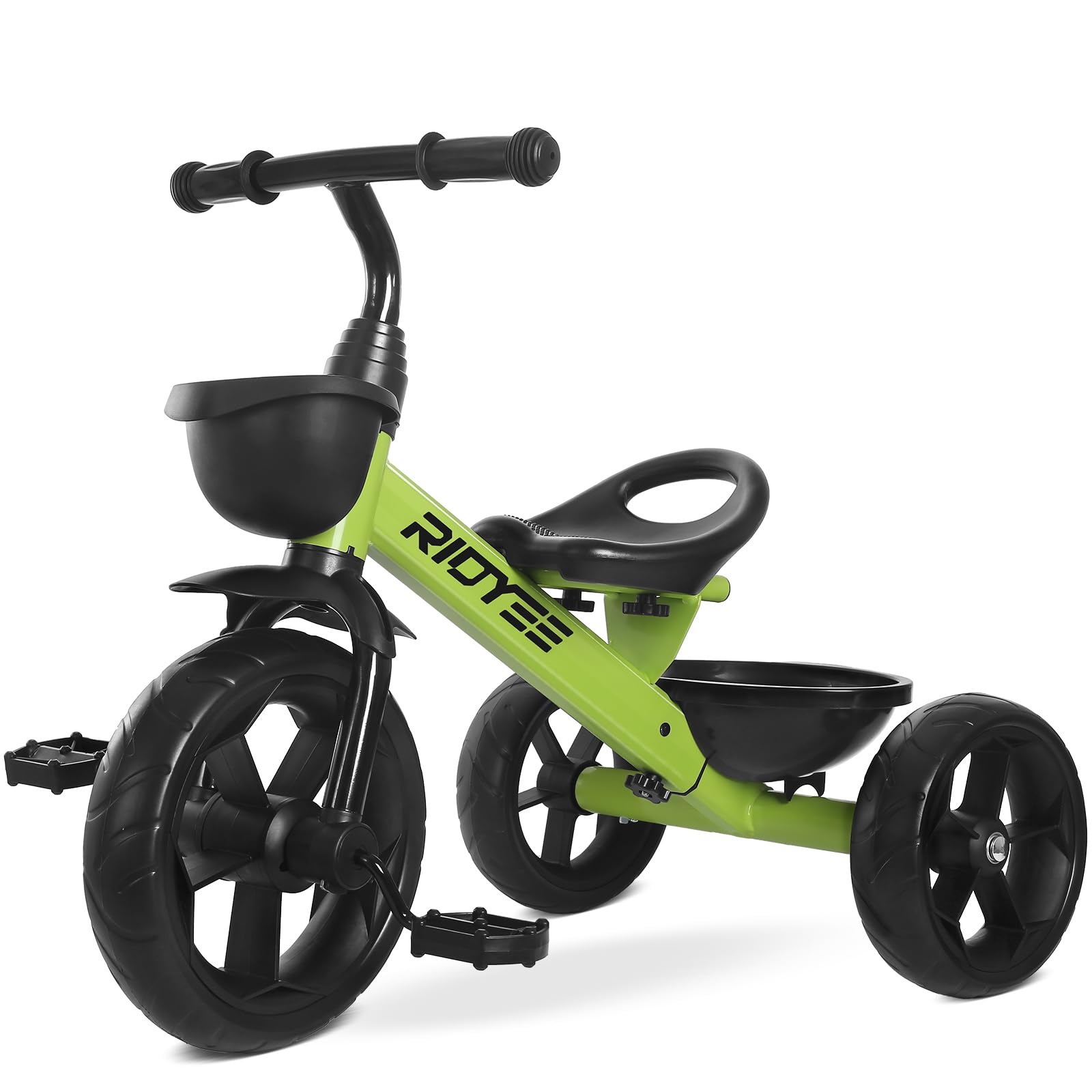 Triciclo para niños de 1.5 a 5 años, triciclo para edades de 2 a 4 años, distancia entre ejes trasera extra ancha para estabilidad, triciclos para niños de 1 a 3 años con cestas de