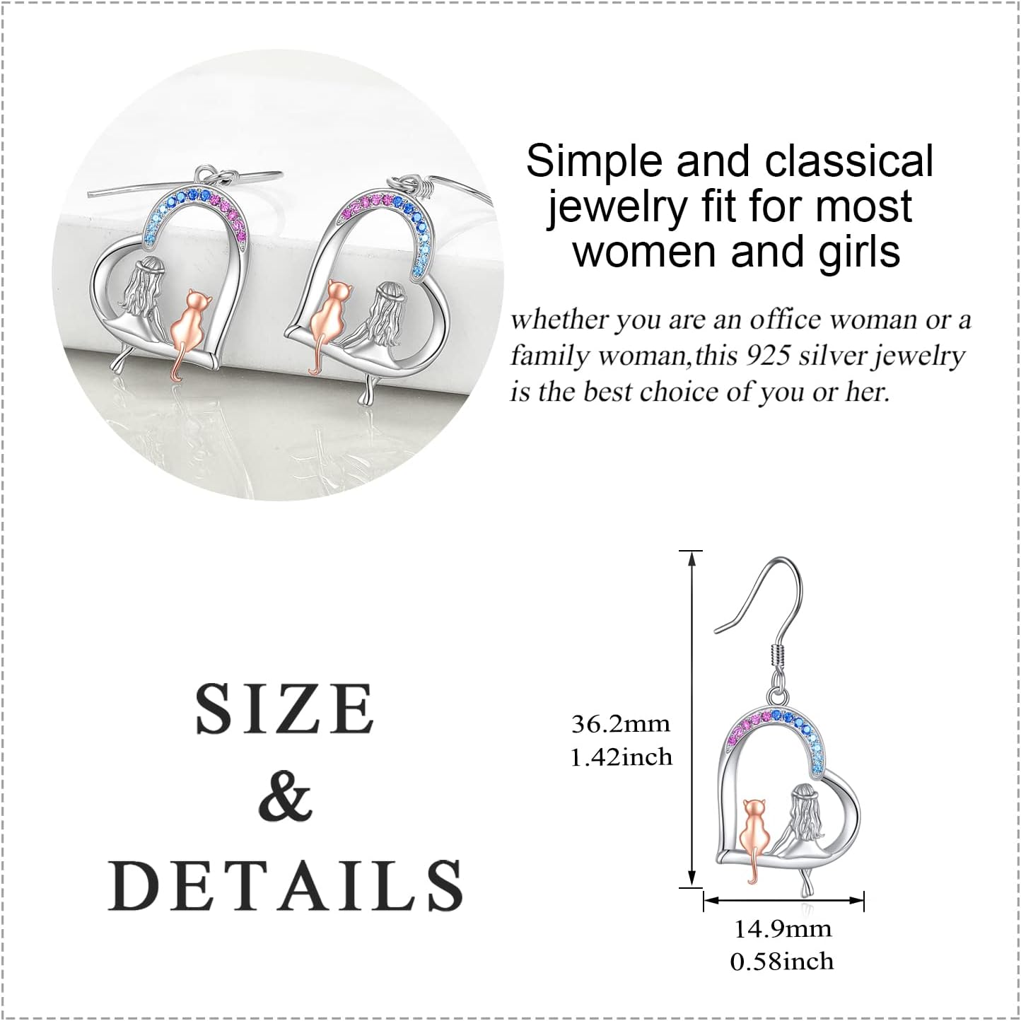 Animal Dangle Drop Earrings for Women Animal Earrings 925 Sterling Silver Jewelry Gifts for Girls Mom Daughter - Image 4