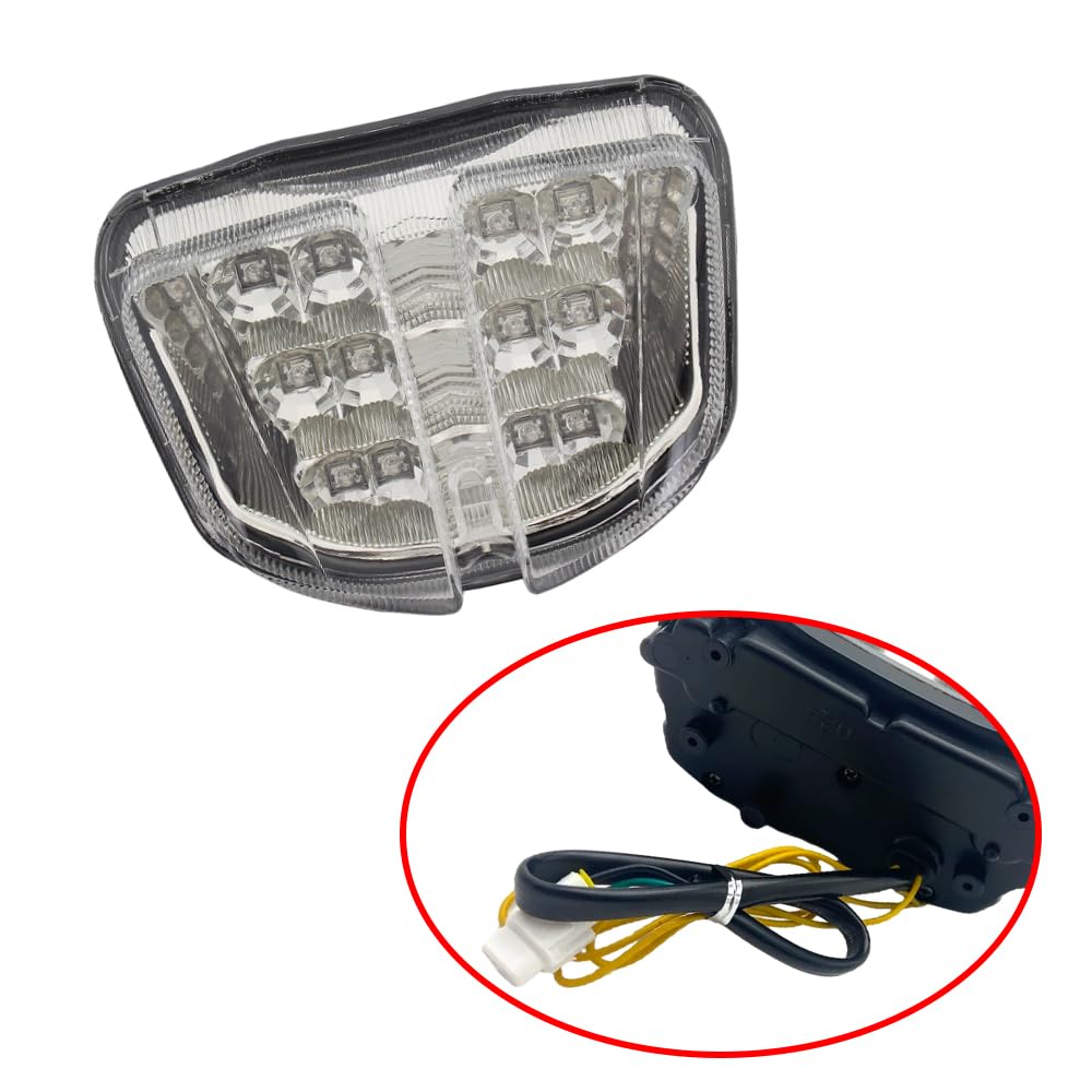 Riloer Luce posteriore a LED per moto, 12 V, luce posteriore per moto, luce di direzione del freno, con grandi perline, parafango posteriore, luce freno di arresto, compatibile con Suzuki