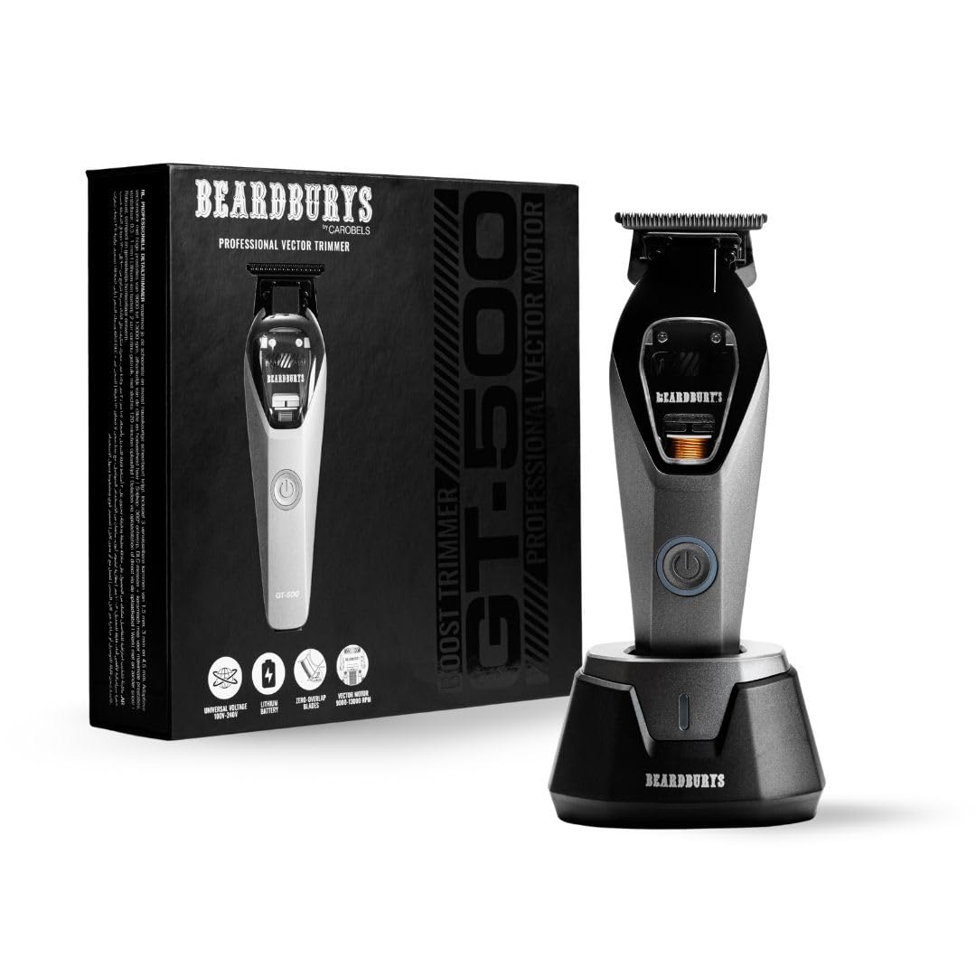Beardburys Trimmer GT-500 | Maquina de Afeitar Hombre, Barba y Cabello, Recortadora Inalámbrica con Motor de 13.000 RPM, Cuchillas DLC + Cerámica, Batería 2 Horas y Cabezal 360º | Ideal para Barberos