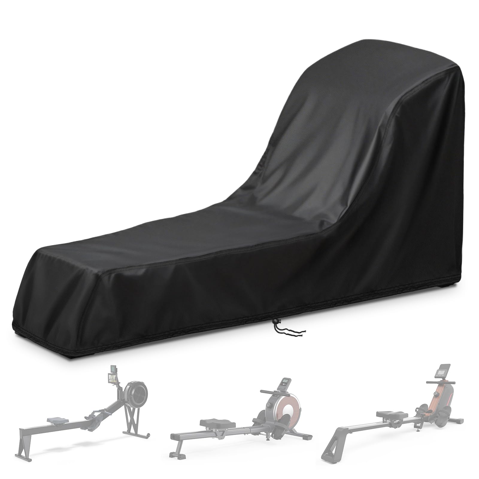 Onlyme Rowing Machine Cover Waterproof, 210D Oxford Fabric Cover with Windproof Buckle & Drawstring for Indoor Outdoor, Dustproof UV Resistant Fitness Equipment Cover for Home Gym,208x61x51/104cm