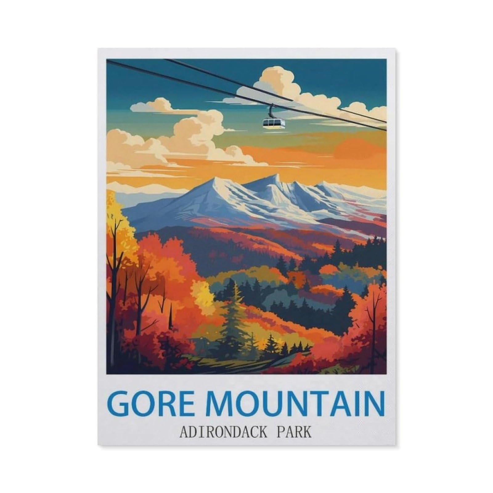 BEAYODKP DIY Diamond Painting，Gore Mountain Adirondack Park，Cross Stitch Full Drill 5D Embroidery Mosaic Wall Decor Art（50 x 60 cm/19.68 x 23.62 inches）-CM9